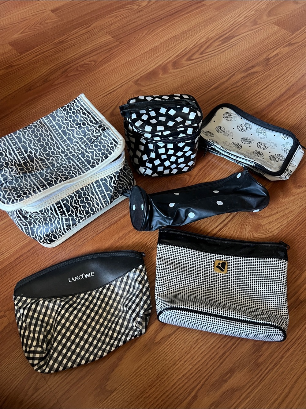 Bundle of six vintage Lancome makeup bags
